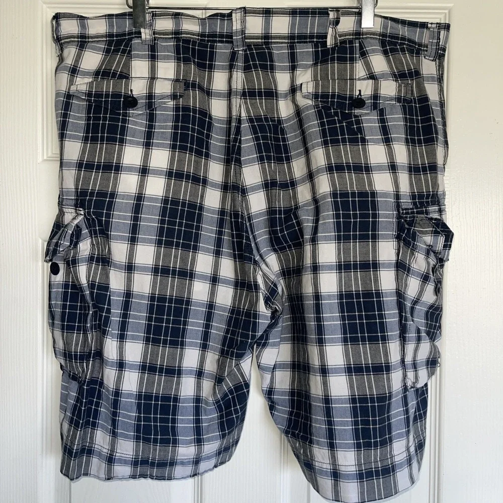 VTG Polo Ralph Lauren Shorts Mens 42 Blue Plaid‎ Cargo Preppy 90s Y2K Classic